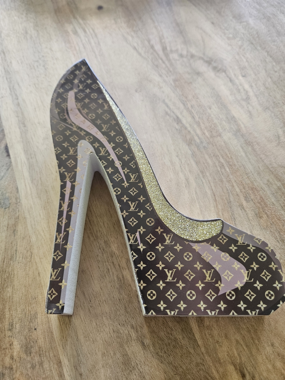 Brown & Gold High Heel Shoe Decor